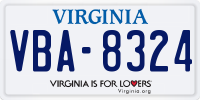 VA license plate VBA8324