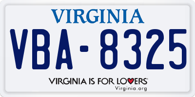 VA license plate VBA8325