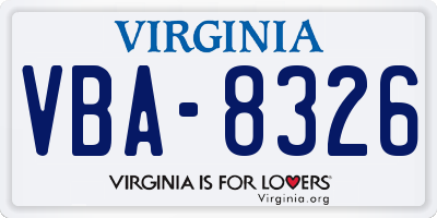 VA license plate VBA8326