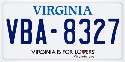 VA license plate VBA8327