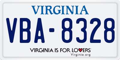 VA license plate VBA8328