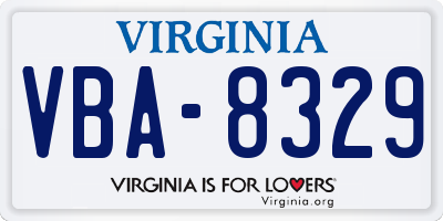 VA license plate VBA8329