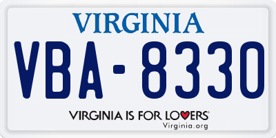 VA license plate VBA8330