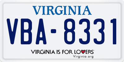 VA license plate VBA8331
