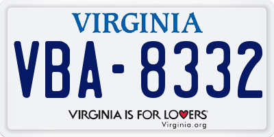 VA license plate VBA8332