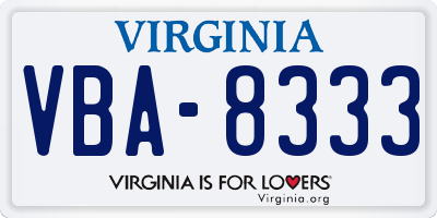 VA license plate VBA8333