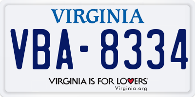 VA license plate VBA8334