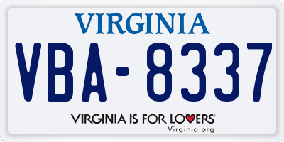 VA license plate VBA8337