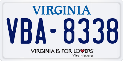 VA license plate VBA8338