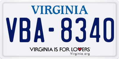 VA license plate VBA8340