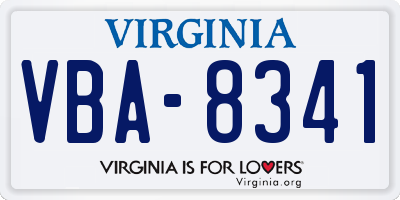 VA license plate VBA8341