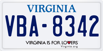 VA license plate VBA8342