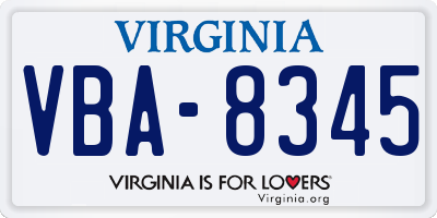 VA license plate VBA8345