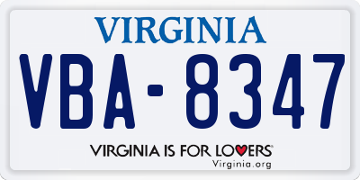 VA license plate VBA8347