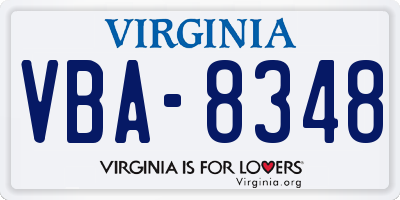VA license plate VBA8348