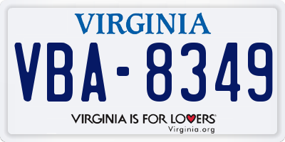 VA license plate VBA8349