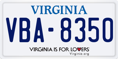 VA license plate VBA8350