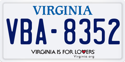VA license plate VBA8352
