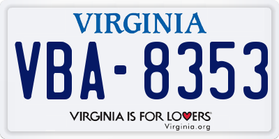 VA license plate VBA8353