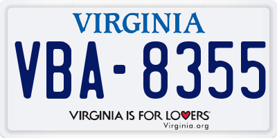 VA license plate VBA8355