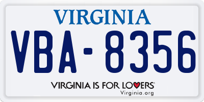 VA license plate VBA8356