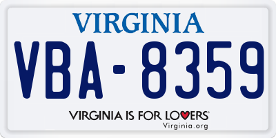 VA license plate VBA8359