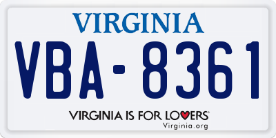 VA license plate VBA8361