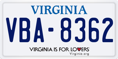VA license plate VBA8362