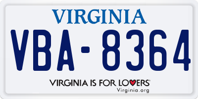VA license plate VBA8364
