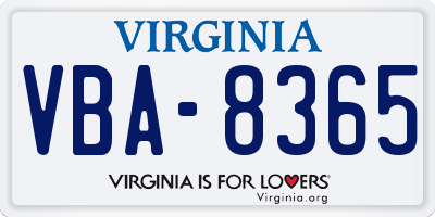 VA license plate VBA8365