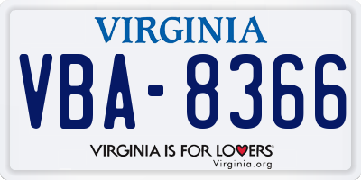 VA license plate VBA8366