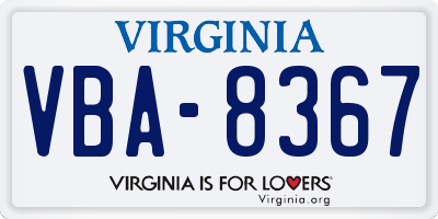 VA license plate VBA8367