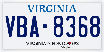 VA license plate VBA8368