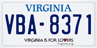 VA license plate VBA8371