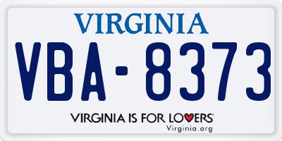 VA license plate VBA8373