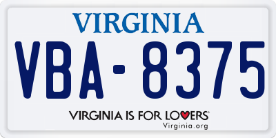 VA license plate VBA8375