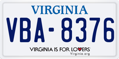 VA license plate VBA8376