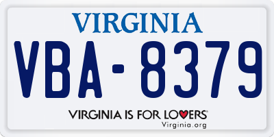 VA license plate VBA8379