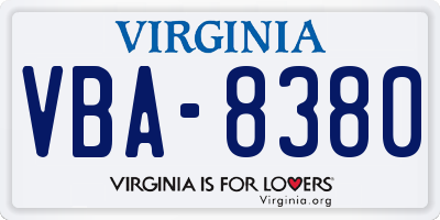 VA license plate VBA8380