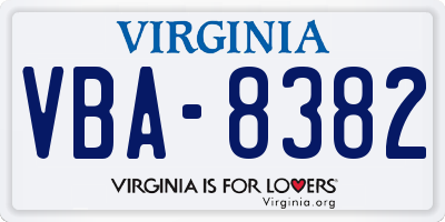 VA license plate VBA8382