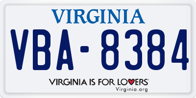 VA license plate VBA8384