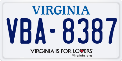 VA license plate VBA8387