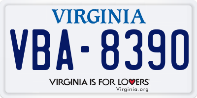VA license plate VBA8390