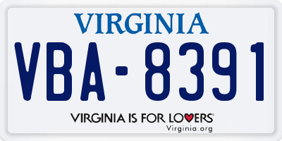 VA license plate VBA8391