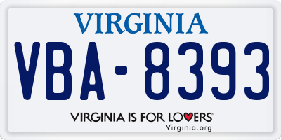 VA license plate VBA8393