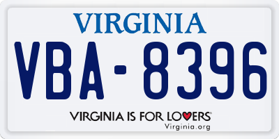 VA license plate VBA8396