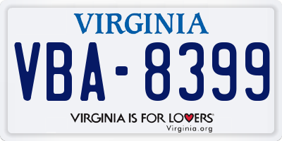 VA license plate VBA8399