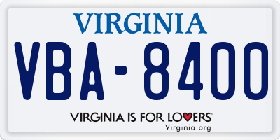 VA license plate VBA8400