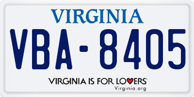 VA license plate VBA8405