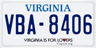 VA license plate VBA8406